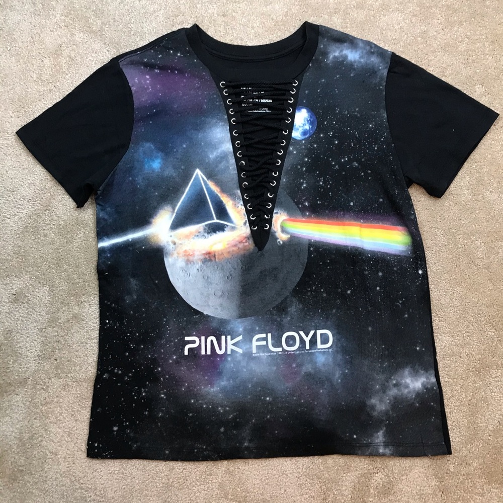Women's PINK FLOYD Lace Up CONCERT TOUR Band T-SHIRT Tee  M